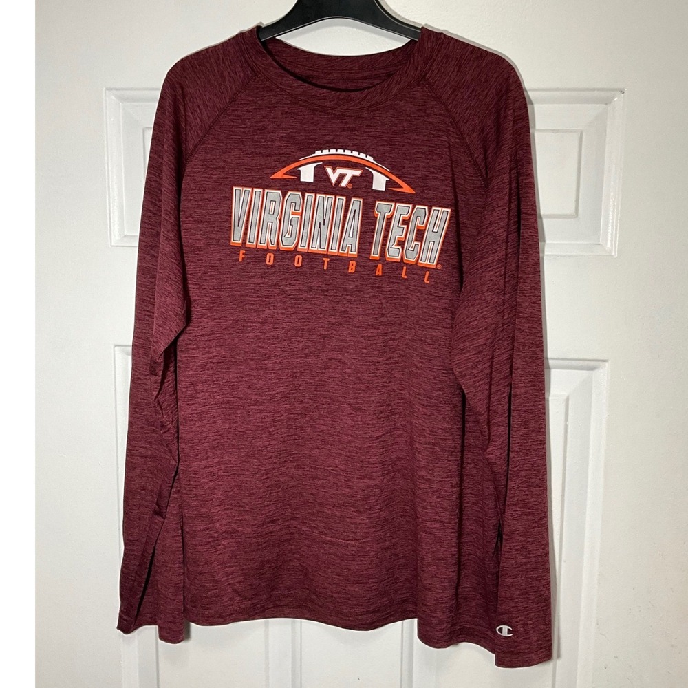 Champion Mens Virginia Tech Hokies Football Long Sleeve Shirt Maroon Medium